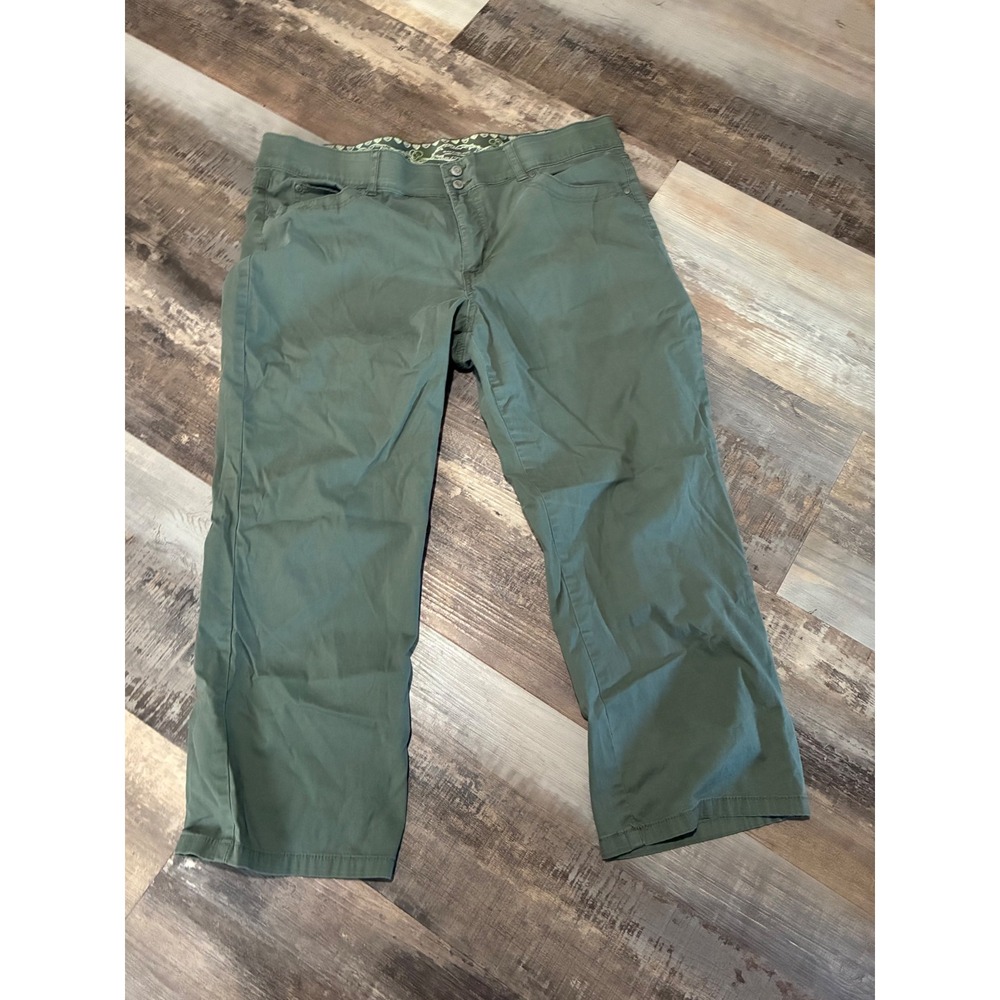 Bandolino Mandie Capri Pants Womens 16 Olive Green Comfort Stretch Cropped Pants